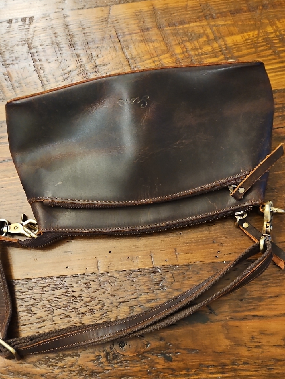 S -ZONE LEATHER ORGANIZER CROSSBODY BAG